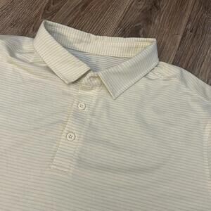 Lululemon Evolution Performance Polo Shirt Large Pale Yellow Striped Golf